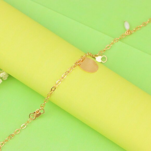 "Rose Gold Anklet with Pearl Beads & Round Charm, XPAL1172 - Picture 9 of 12